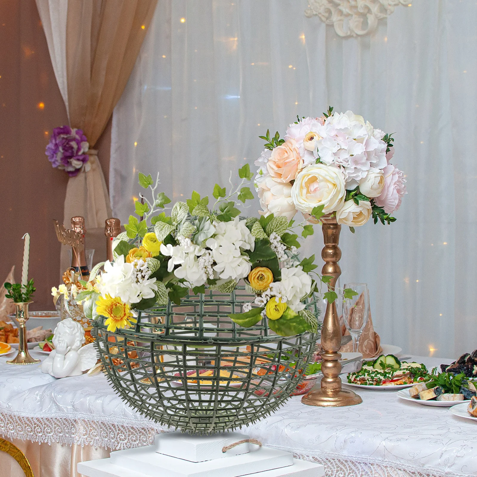 

3Pcs Plastic Artificial Greenery Frame Reusable Topiary Ball Holder for DIY Floral Arrangements Wedding Backdrop Decor Faux