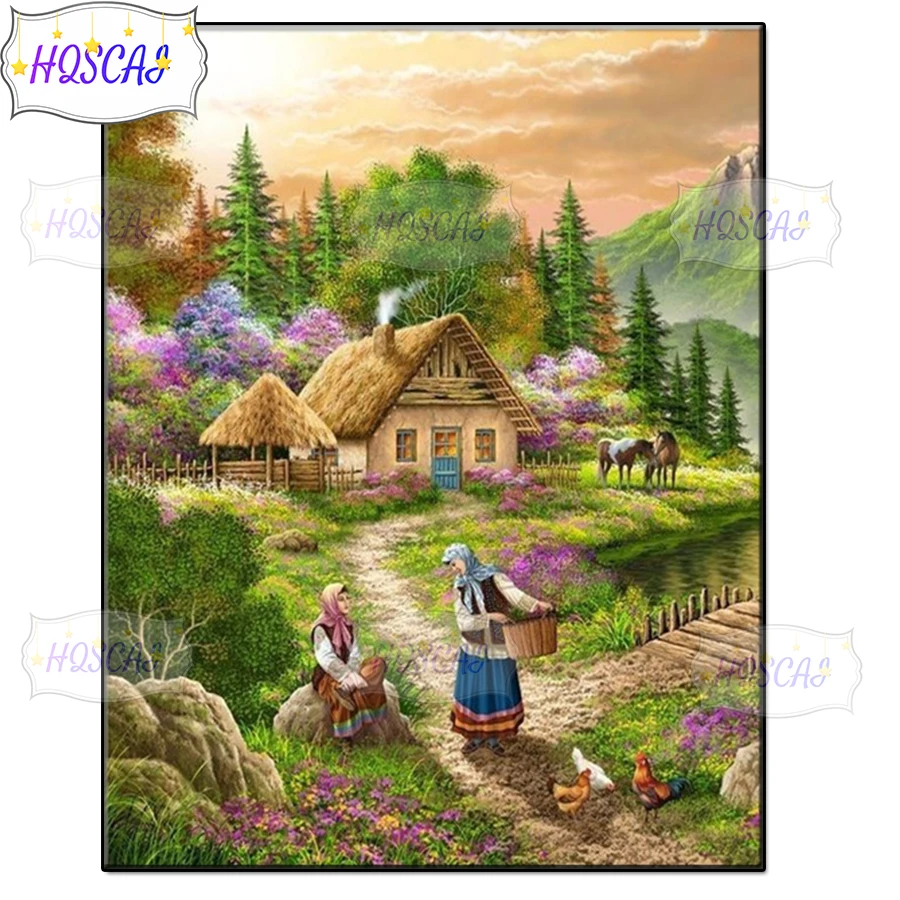 

5D DIY Cartoon farm landscape Diamond painting full round square diamond Diamond embroidery cross stitch mosaic home decor