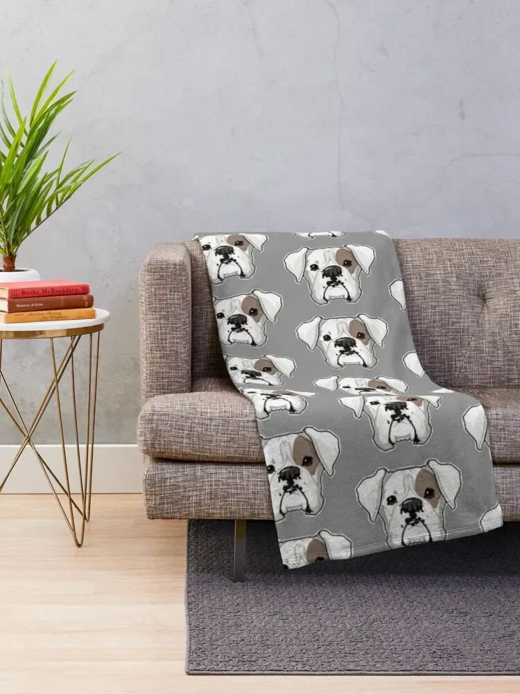 White Boxer with spot Throw Blanket Decorative Throw Picnic Shaggy blankets and throws Blankets