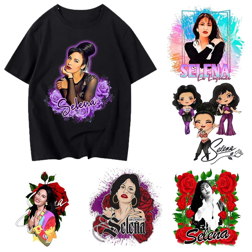 10cm/15cm Singer Selena Heat Transfer Stickers Iron On Clothes DTF Pinted Vinyl Thermal Appliques Washable T-Shirt Decal