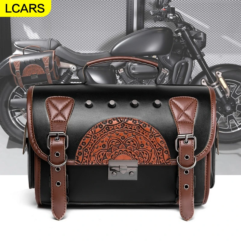 Lcars-New Motorcycle Bag Retro Motorcycle Side Bag Waterproof Motorcycle Front Outdoor Riding Modification Accessories
