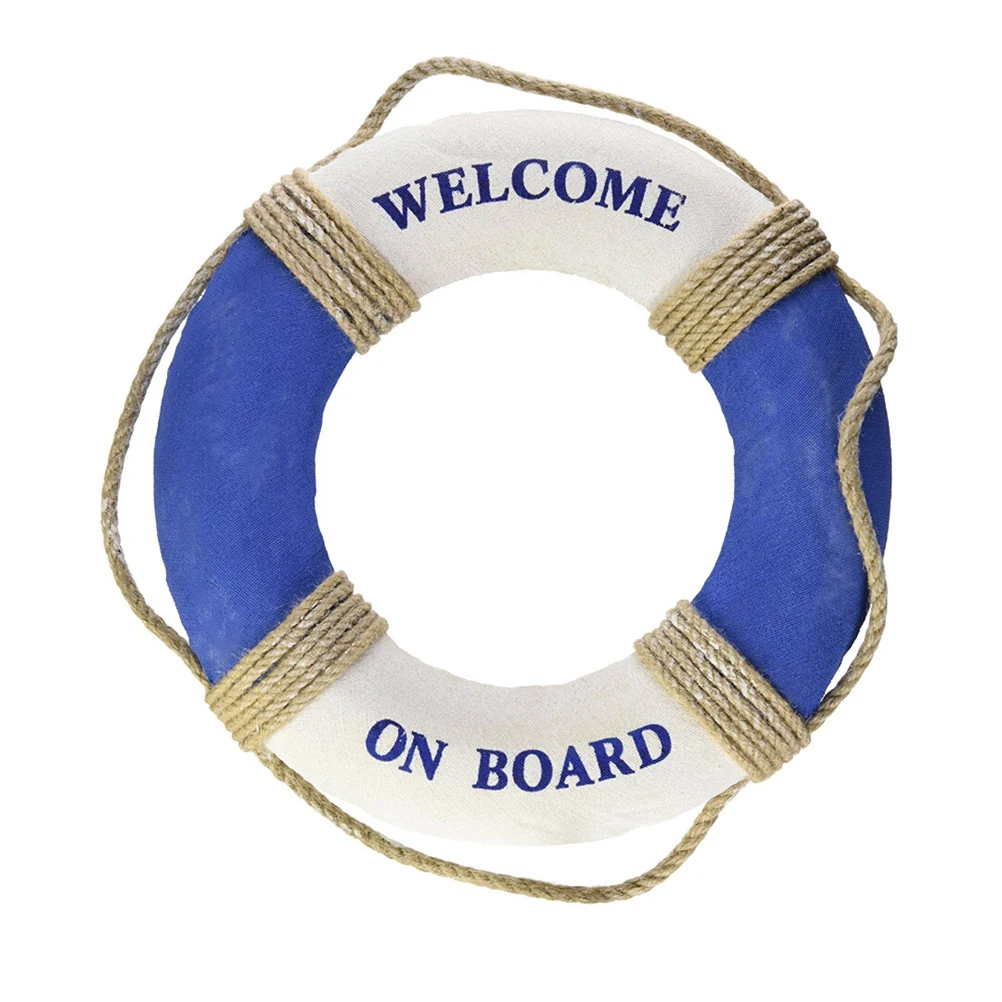 

Nautical Life Ring Decor Buoy Wall Decoration For Boat Home Office Pool Blue White Resin Welcome Sign Gift Home Decor