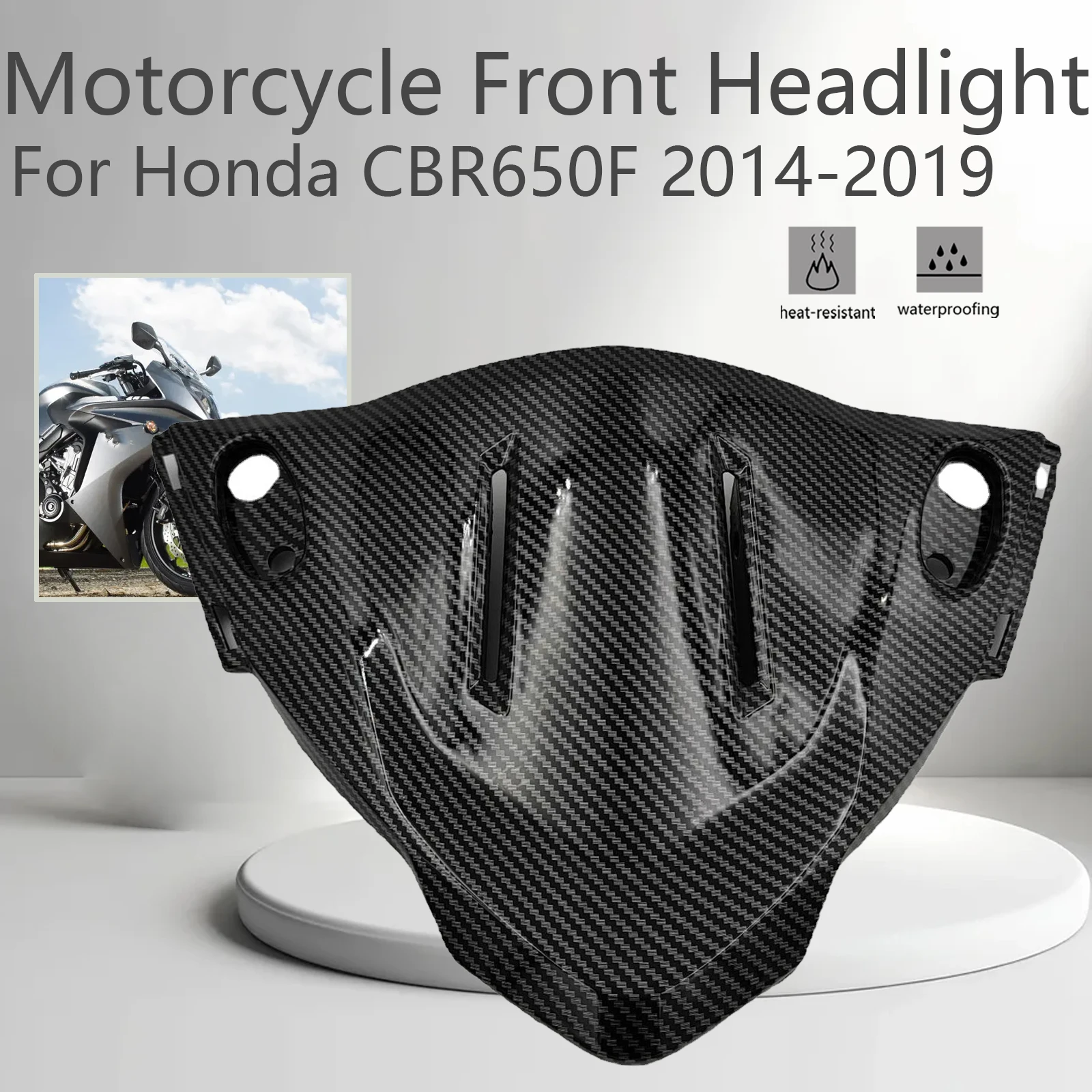 For HONDA CBR650F 2014-2019 Front Headlight Upper Fairing CBR 650F Motorcycle Panel ABS Carbon Fiber Finish