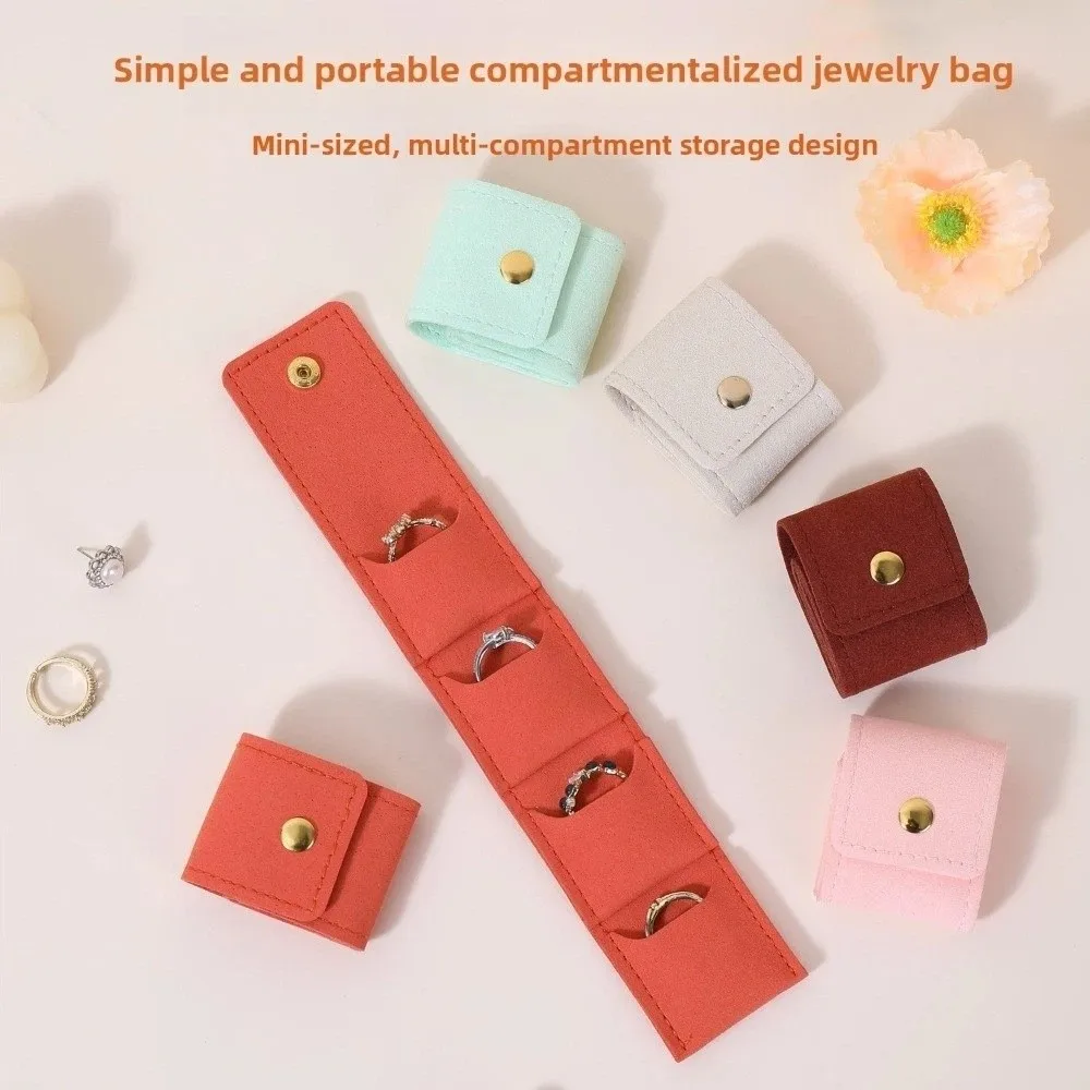

Microfiber Velvet Mini Jewelry Display Bag Foldable Container Necklace Ring Packing Bag Solid Color Storage Case
