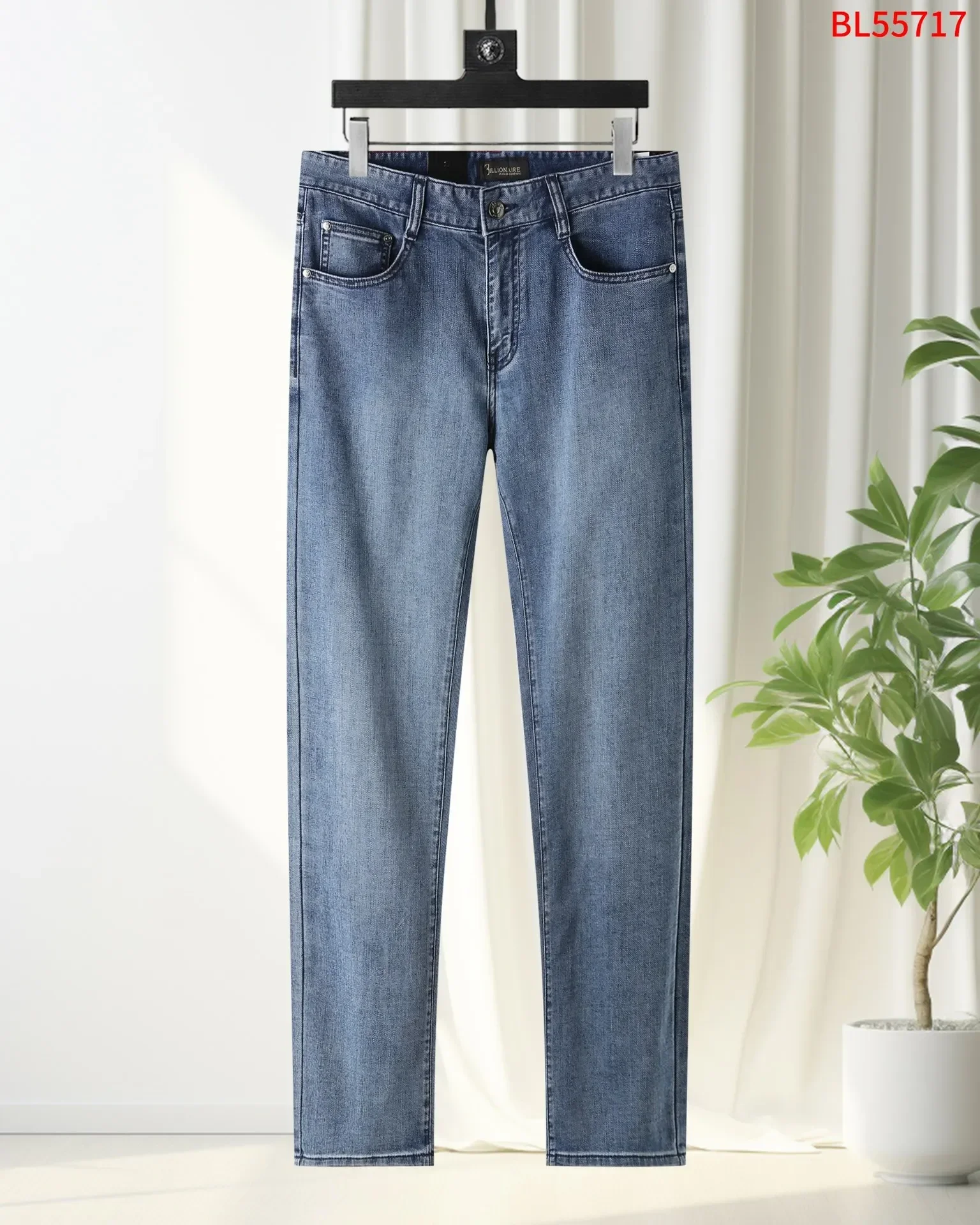 BILLIONAIRE BLSK CPRT Jeans Thin Cotton Men 2025 Spring Summer new Blue embroidery Middle waist casual Big size 30-40 Pants