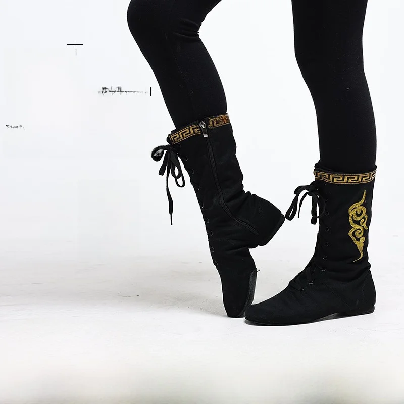 New Mongolian Dance Boots for Men And Women Soft Bottom Tibetan Dance Zipper Style Ethnic Art Examination Special Shoes