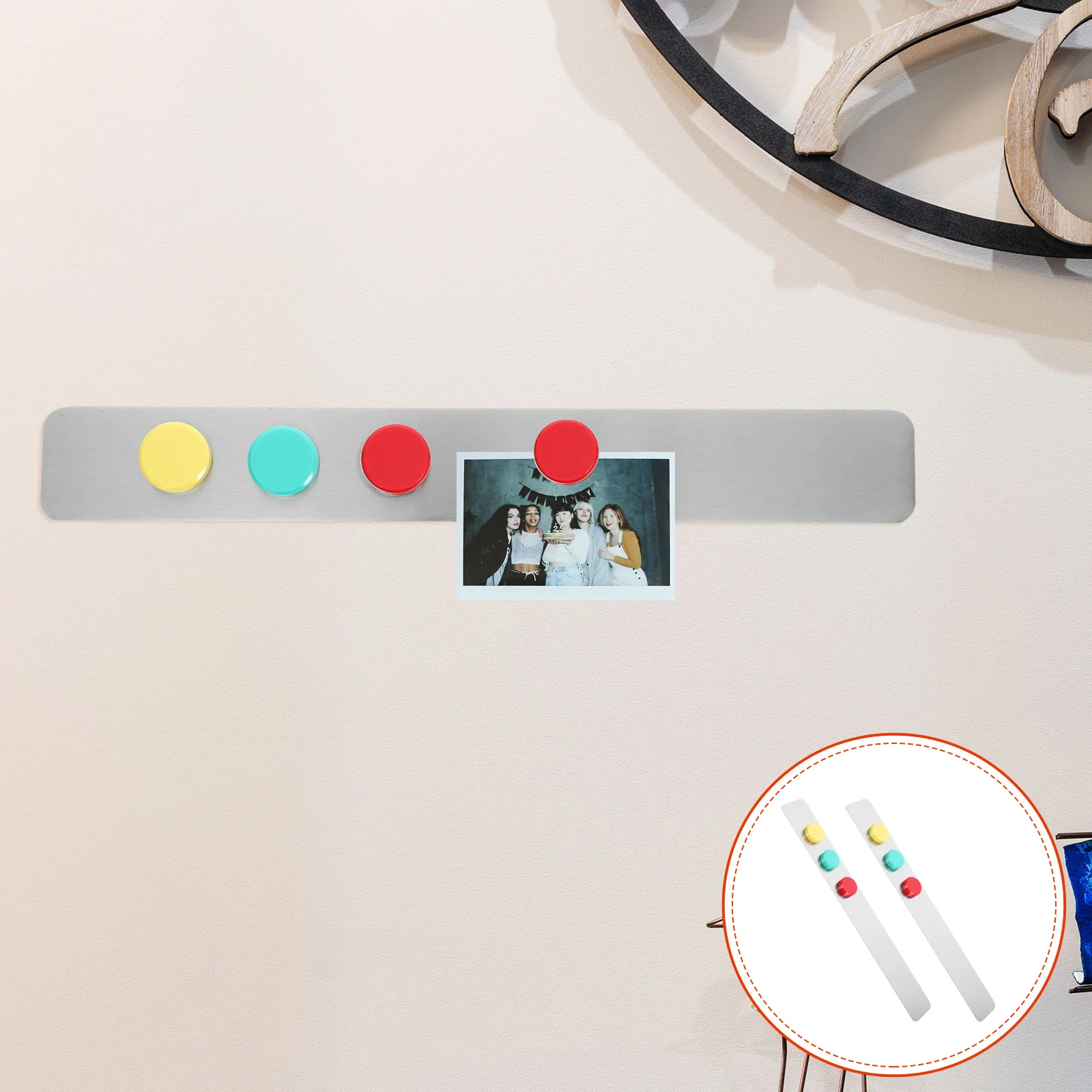 2pcs Back Adhesive Iron Strips Magnetic Buckle Set For Bulletin Board Whiteboard Wall Mounting Magnetic Tape Strips Office