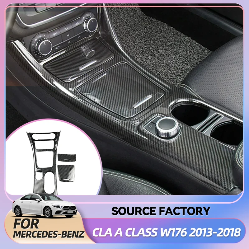 

Внутренние наклейки из углеродного волокна, центральная консоль автомобиля, держатель для чашки с водой, украшение панели, ABS для Mercedes Benz GLA CLA A Class