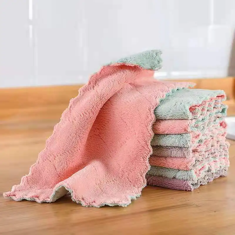 20pcs Microfiber Towel Absorbent Kitchen Cleaning Cloth Non-stick Oil Dish Towel Rags Napkins Tableware Household Cleaning Towel