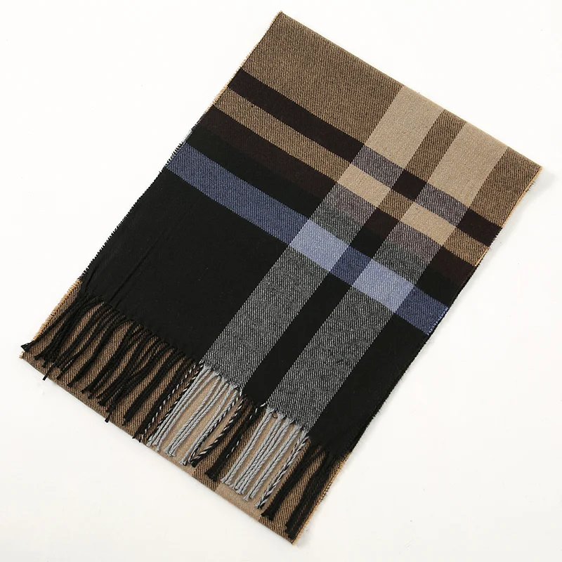 Blended Cashmere Scarf Plaid Fashion Shawl For Women Winter Warm Scarf Stoles Tassel Splicing Neckerchief Wraps