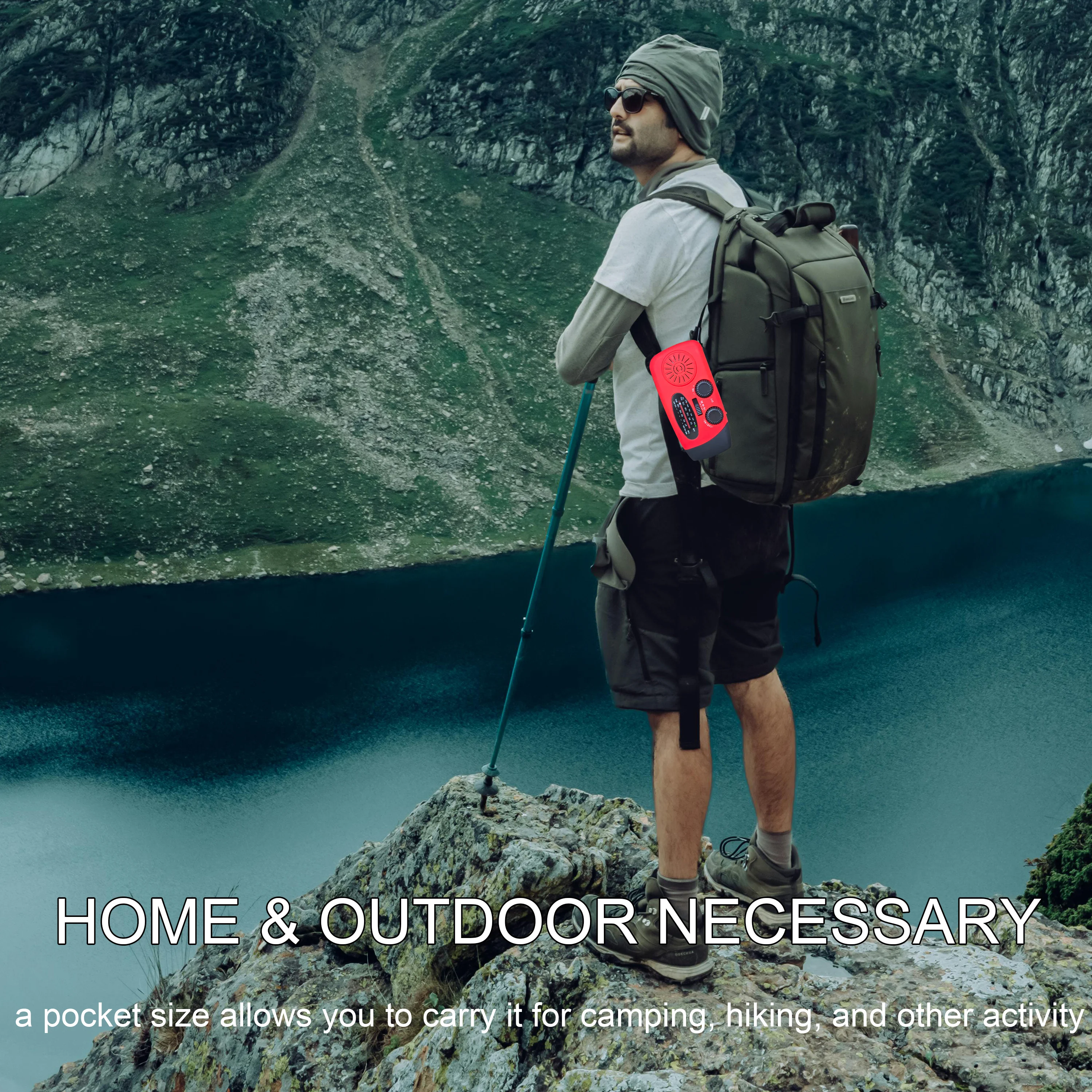 راديو كرنك اليد المحمول، راديو الطقس في حالات الطوارئ، يعمل بالطاقة الشمسية AM/FM NOAA، إنذار SOS، مصباح يدوي 2000 مللي أمبير في الساعة بنك طاقة قابل لإعادة الشحن #5