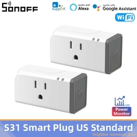 1/2pcs SONOFF S31 15A Wireless WIFI Smart US Switch Socket Timer with Energy Monitoring Voice Control Via Alexa Google Assistant