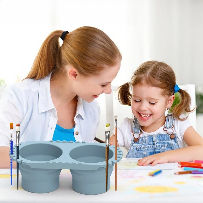 Foldable Art Silicone Water Bucket,water Powder Pigment Bucket,color Mixing Painting Portable Multifunctional Pen Washing Bucket