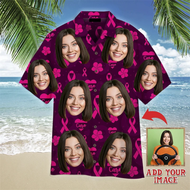 Funny Hawaii Custom Avatar Design 3D Print Shirts For Men Funny Birthday Gift DIY Photo Blouses Designer Clothes Men Cool Shirt
