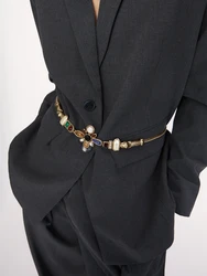 Women Dresses Metal Belt Fashion Sparkly Rhinestone Waistband Travel Party Decoration Waist Chain Bands Clothing Skirt  Accessor