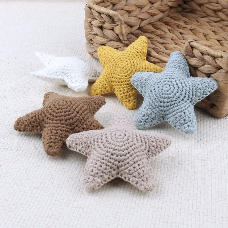 Baby Pacifier Clip DIY Accessories Crochet Stuffed Star Beads Infant Teething Toy Rattle Teether Newborns Shower Gift