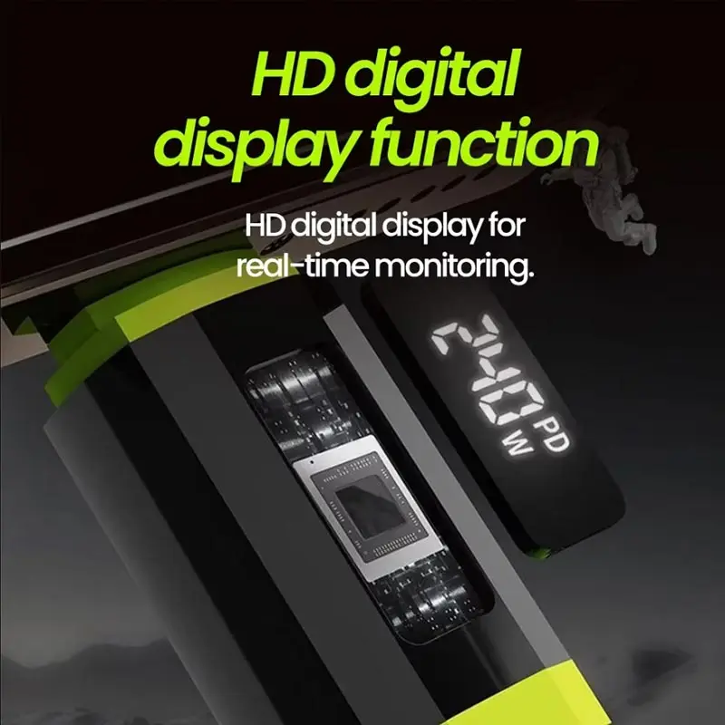 การชาร์จอย่างรวดเร็ว 240W สายเคเบิลยูเอสบี ชนิด-ซีถึงประเภท-ซีแสดงพลังงานแบบเรียลไทม์ การชาร์จอย่างรวดเร็ว กำลังไฟสูง เหมาะสำหรับโทรศัพท์มือถือทุกรุ่น