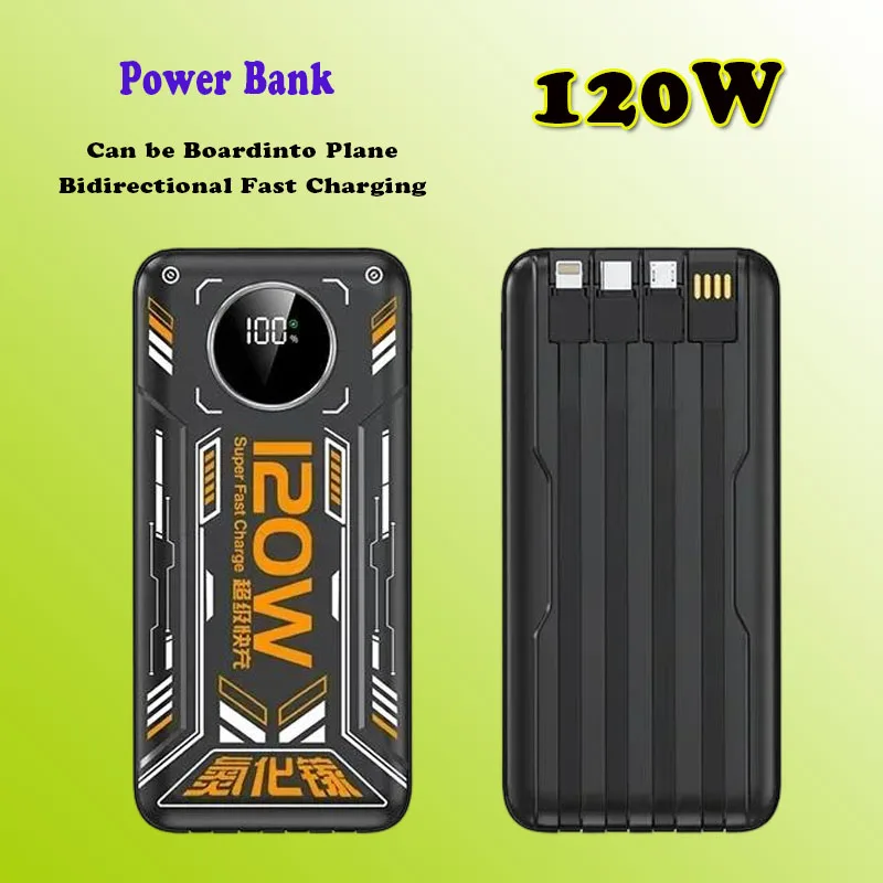 

50000MAh New Punk Style Large Capacity Mobile Power Bank 120W Super Fast Charging External Battery Charger for IPhone Xiaomi
