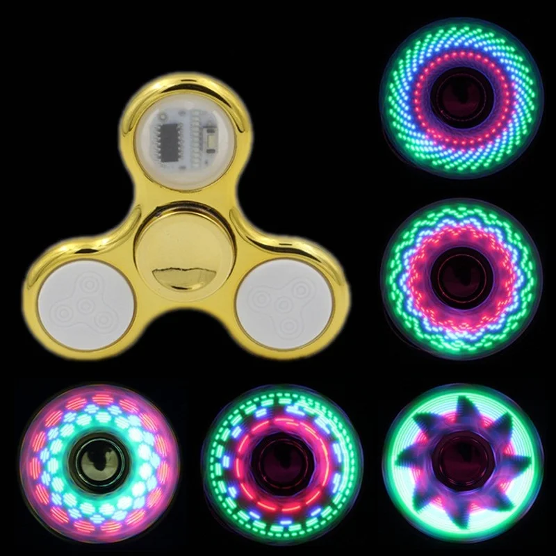 Edc led luz luminosa fidget spinner brinquedos mudanças mão superior spinner golw no escuro antitstress adulto crianças alívio do estresse brinquedo