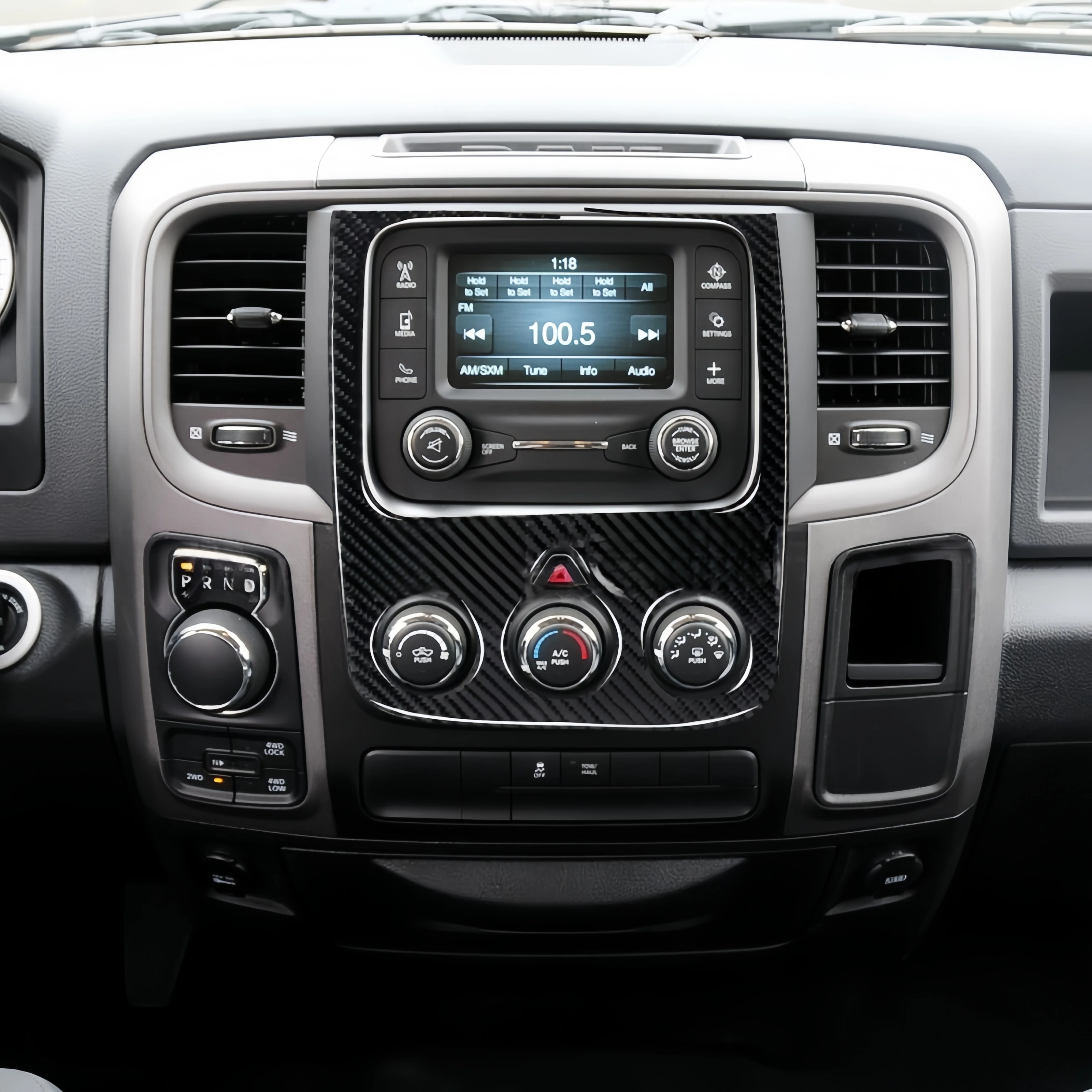 

For Dodge Ram 1500 2013-2018 Carbon Fiber Car Center Console AC CD Control Panel Trim Cover Decor Sticker Interior Accessories