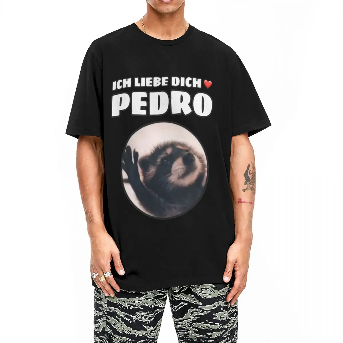 Men Pedro Racoon Dance T Shirt Popular Internet Meme Cotton Clothes Beach Y2K Fun T-Shirt O Neck Novelty Print Tee Shirt 5XL 6XL