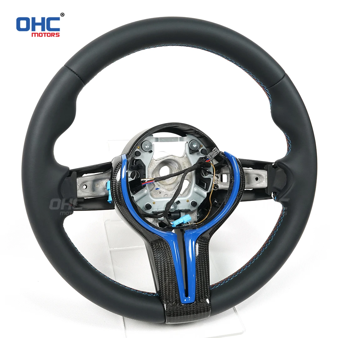 OHC For BMW Flat Leather Steering Wheel Tri-Color Stitching Spot Direct Delivery No Airbags