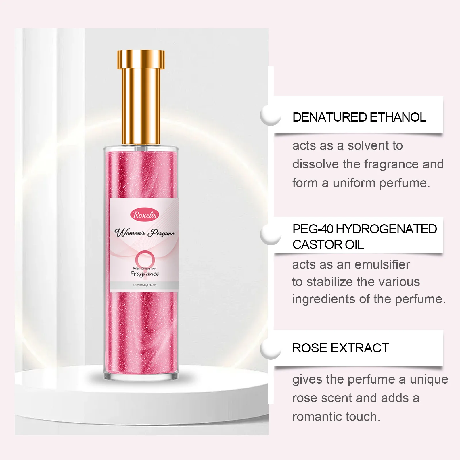 Roxelis Women's Rose Perfume - świeży kwiatowy zapach, długotrwały zapach, codzienna elegancka esencja