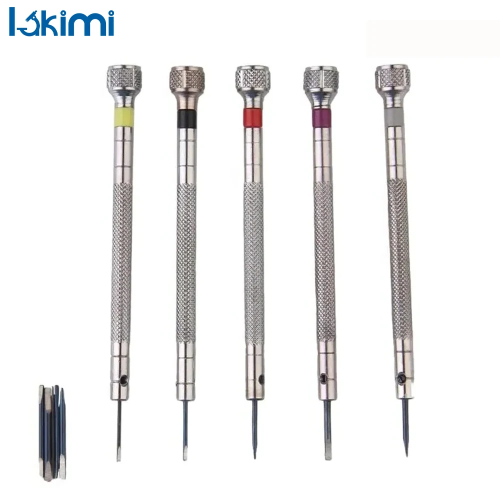 

5pcs Steel Screwdriver Set - Portable Band Removal Tools with Mini Link Pins, 0.8-1.6mm for Watchmaker Repair Kit LA-AA35