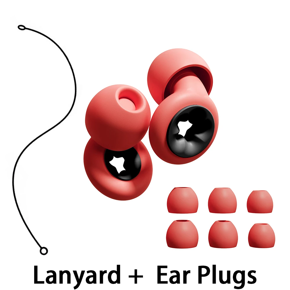 High-Fidelity Quality Mute Extra Coverage Earplugs with Silicone Lanyard for Sleep Swimming - Noise Reduction Earplug Set