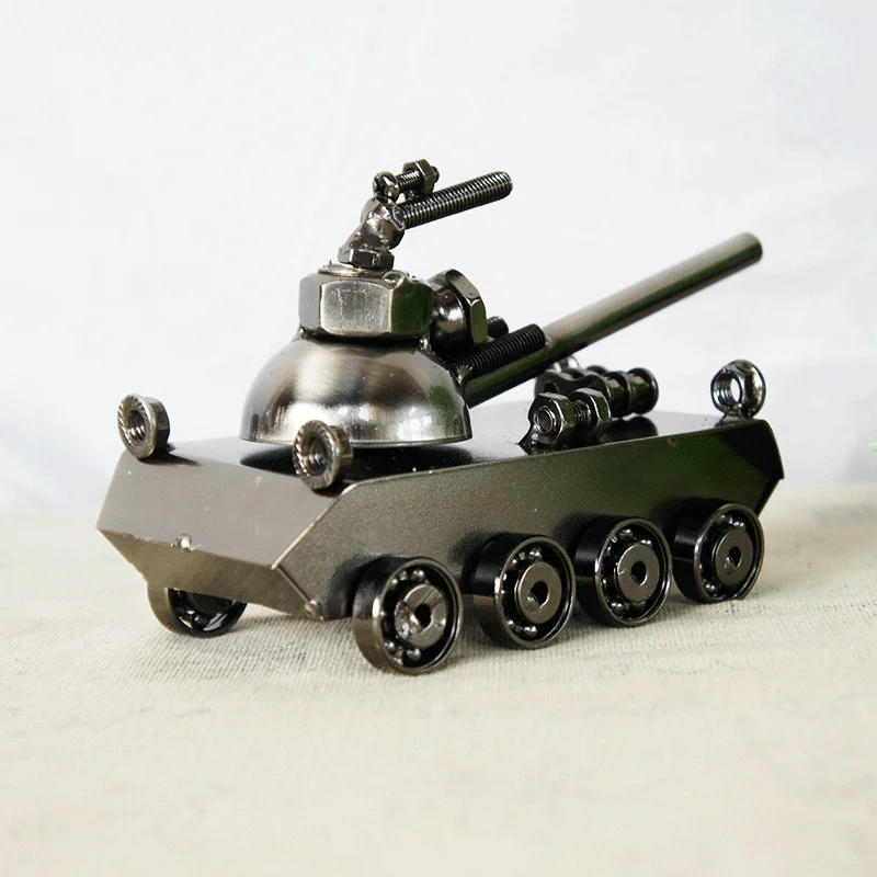 Vintage plated armoured car, armoured armed vehicle model, tin crafts, ornaments, turrets, rotatable, friends gifts