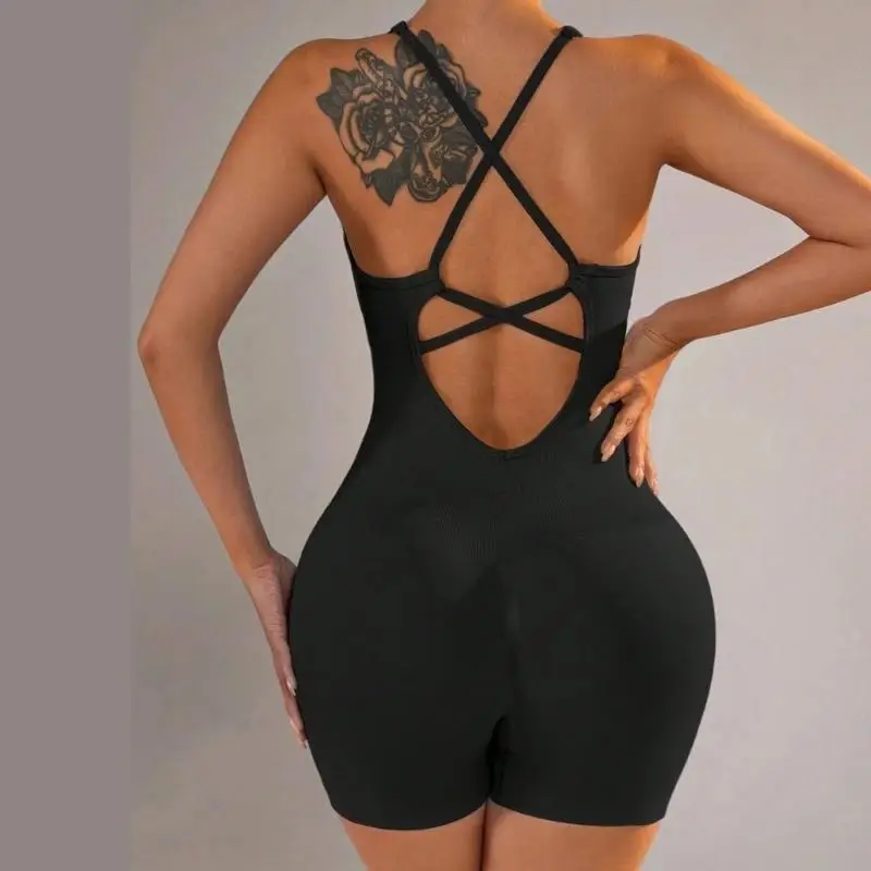 Women Workout Bodysuit Shorts Adjustable Shoulder Strap For Women Gym Fitness
