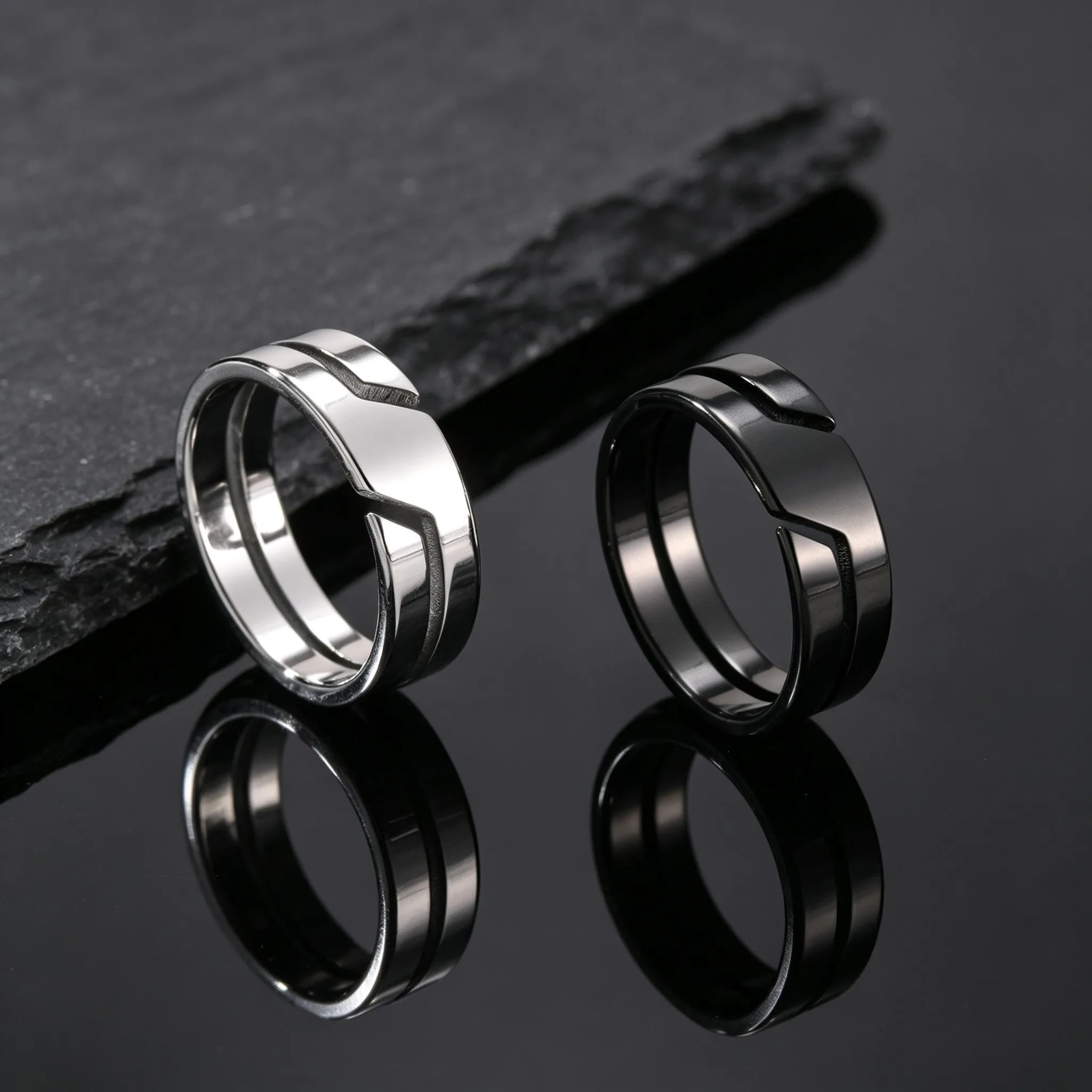 Simple Stainless Steel Ring for Men,Casual Silver Black Color Finger Rings,Trend Jewelry Wedding Gift