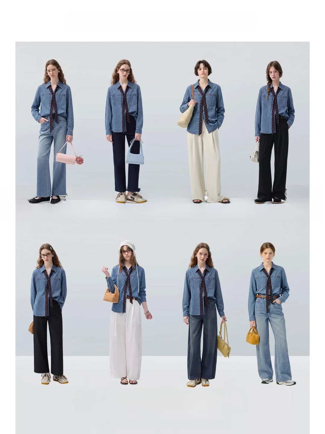 Loose Fit Denim Shirt Women's plus Size Casual Wear Turn-down Collar Breathable Comfortable Cotton Lyocell Polyester Blend