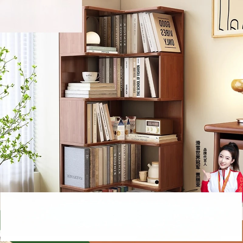 

Simple solid wood multi-layer corner cabinet corner bookcase household locker storage shelf living room bedroom corner bookshelf