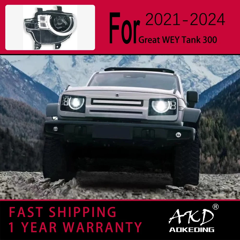 

Автомобильные фары для Great WEY Tank 300, светодиодные фары 2021-2024 Tank 300, фары Drl, линзы проектора, автомобильные аксессуары