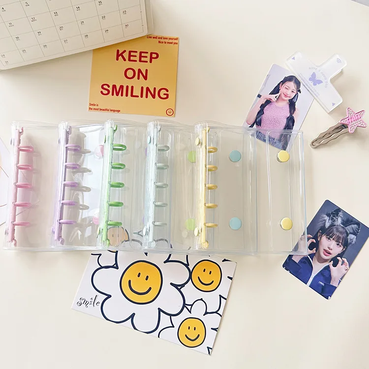 M5 Transparent Colored Loose Leaf 5-Hole Candy Colored Binder Cover Journal Sketchbook Accessories Diary Office Supplies