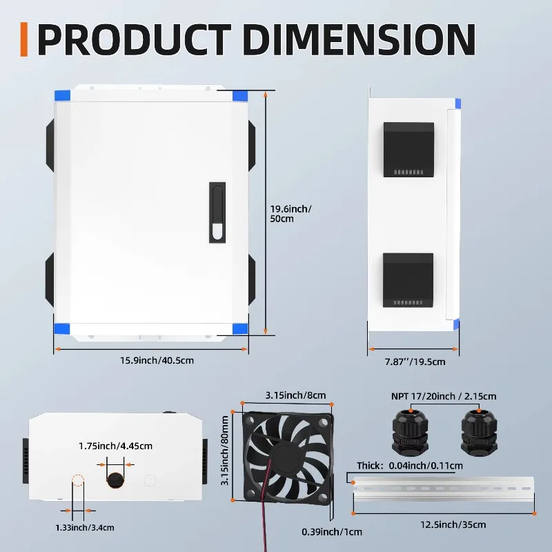 500X400X200MM Weatherproof Metal Electrical Box Outdoor White Waterproof Housing with Vented Design for Outdoor Electricity