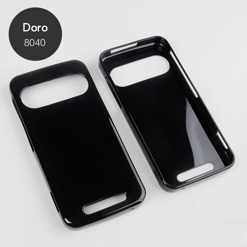 Luxury Phone Case for Doro 8040 8042, TPU Silicone Protection, Black Cover, Skin Color