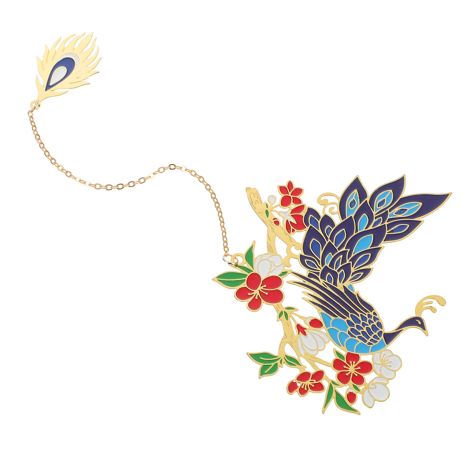 

FUNOMOCYA Retro Bookmark Metal Cutout Design Elegant Reading Accessory for Book Peacock Shape