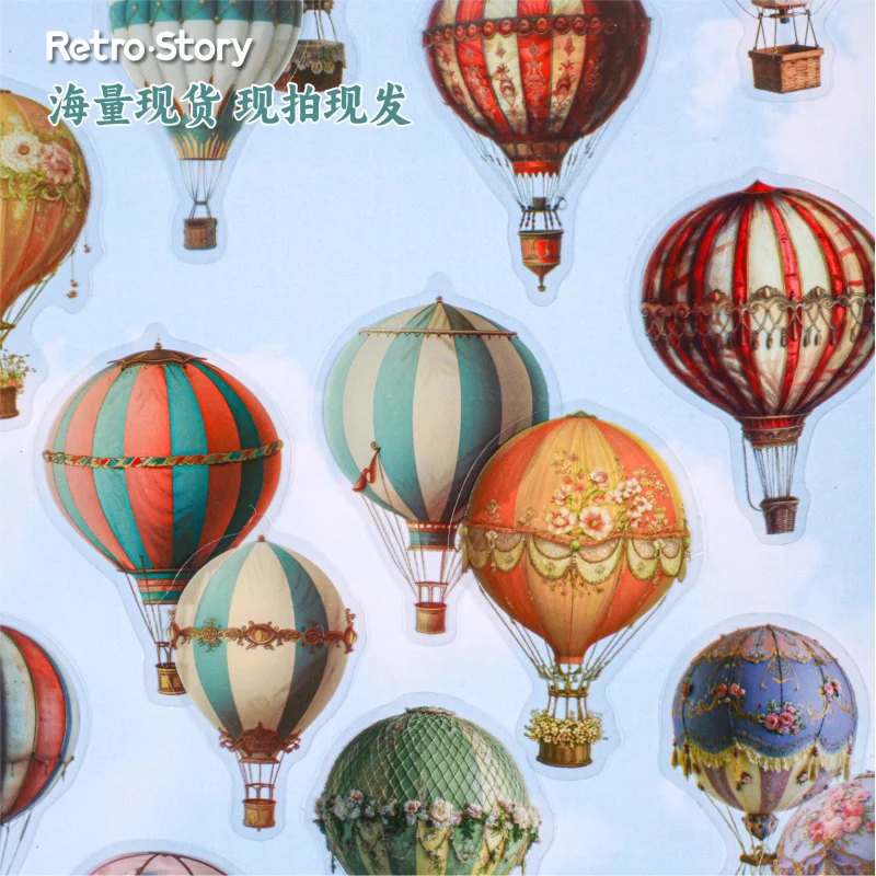 20 Sheets Hot Air Balloon Stickers, Dreamy Cartoon Hot Air Balloon Illustration, DIY Decor Stickers for Journal Travel Diary