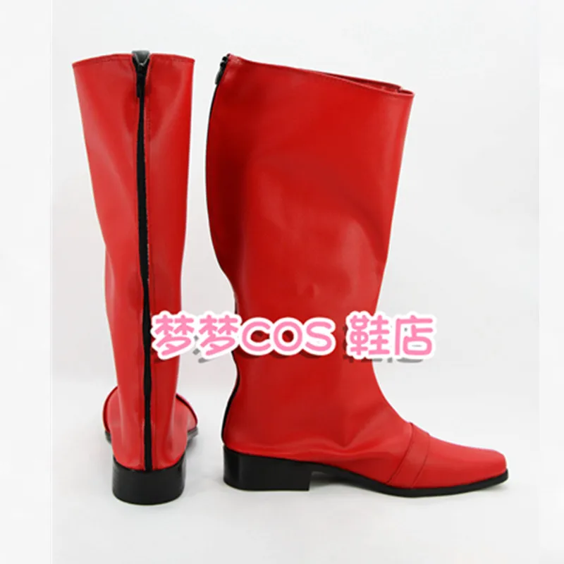 Chaussures de Costume de Cosplay Super Sentai Red Power Ranger, bottes de fête de carnaval et d'halloween, bottes en Faux cuir faites à la main