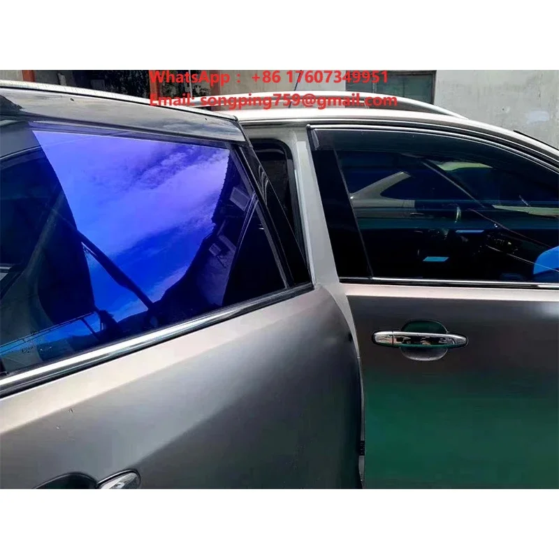 High Quality VLT 85% Blue Chameleon Window Tint Film 1.52*30m PET Material Self Healing Color Changing Car Window Films Rolls