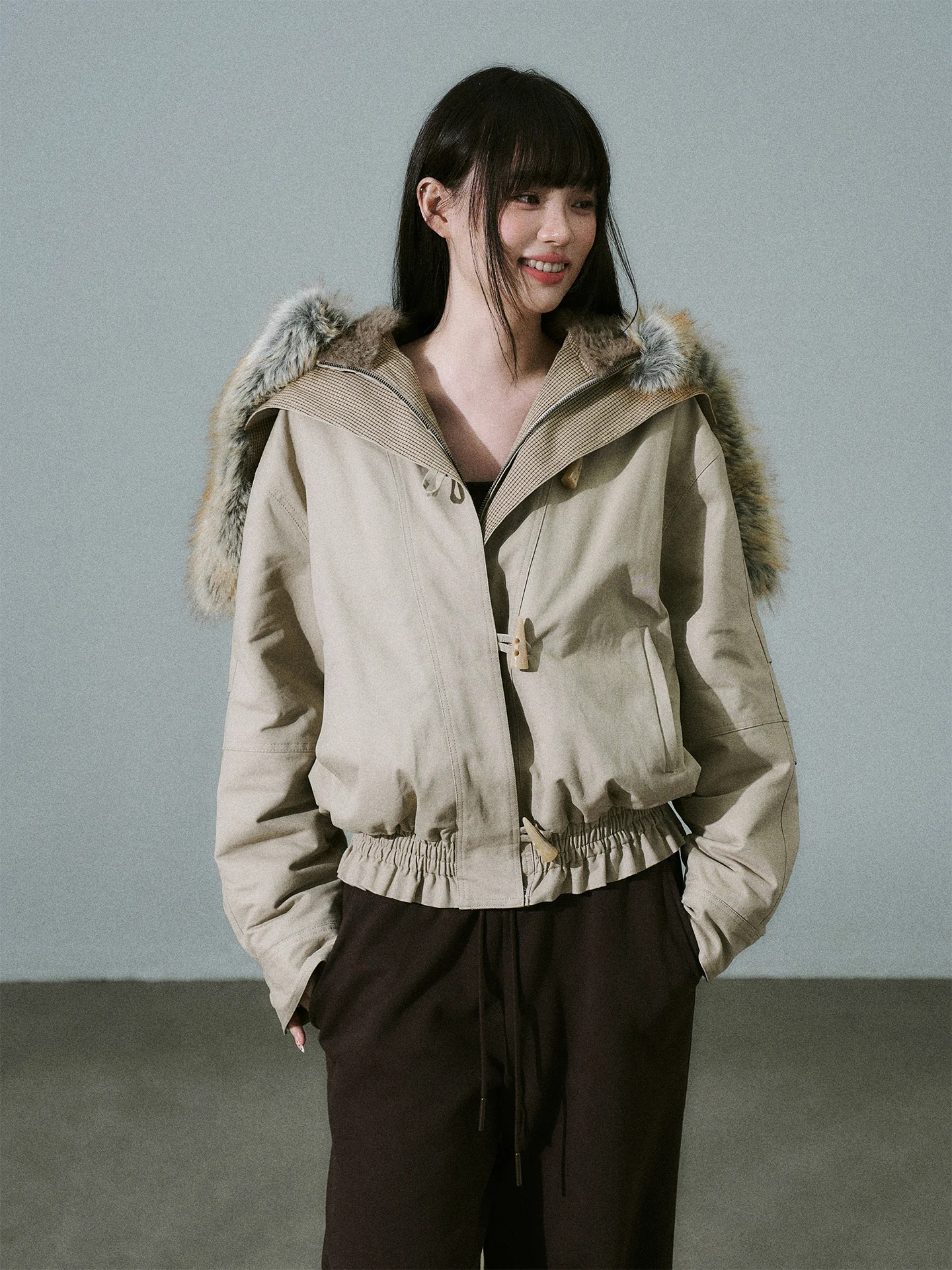 

Спецодежда Lost Forest Amber Ebony Girl Jaet, осень-зима, Новое поступление, пальто на пуговицах с меховым воротником, длинное свековое корейское пальто...