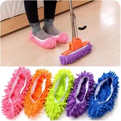 1Pair Dust Cleaner Grazing Slippers House Bathroom Floor Cleaning Mop Slipper Lazy Shoes Cover Chenille Duster Cloth