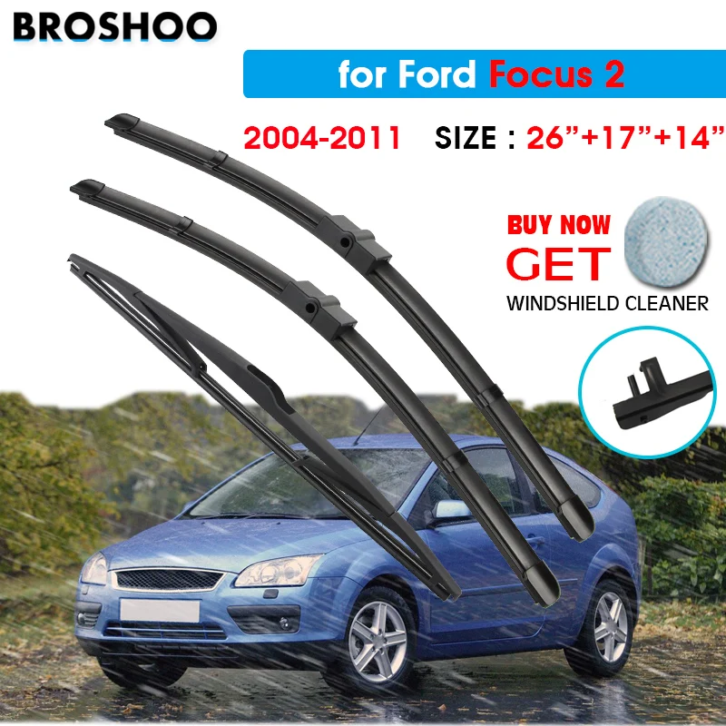 Wiper Front Rear Wiper Blades Set For Ford Focus 2 2004 2005 2006 2007 2008 2009 2010 2011 Front Rear Window 26\