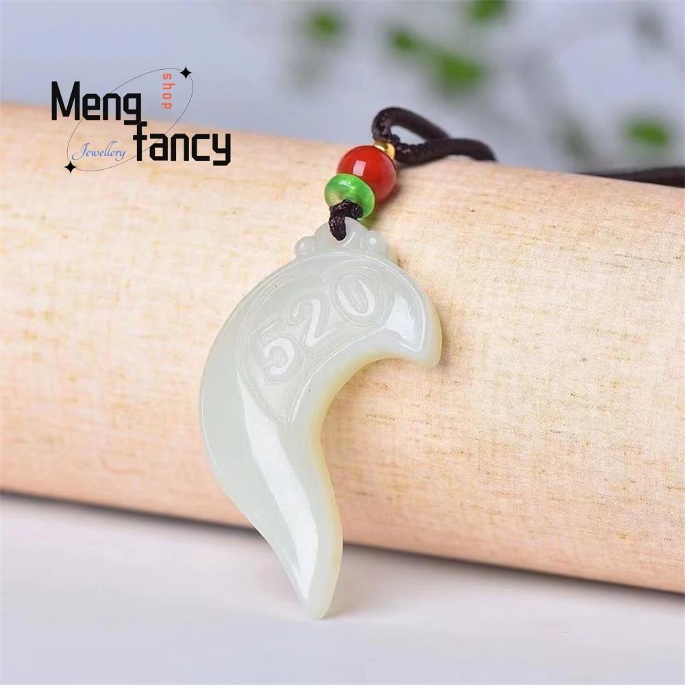 Natural Hetian White Jade Couple Models Heart Exquisite Elegant Simple High-grade Handicraft Pendant Luxury Fashion Fine Jewelry