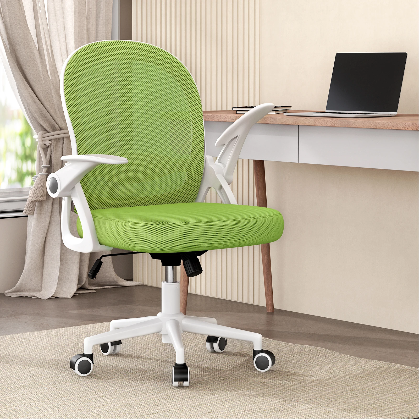 Office Chair Ergonomic Desk Chair Swivel Computer Chair Mid-Back Mesh Chair Flip-up Armrests and Lumbar Support for Home/Office