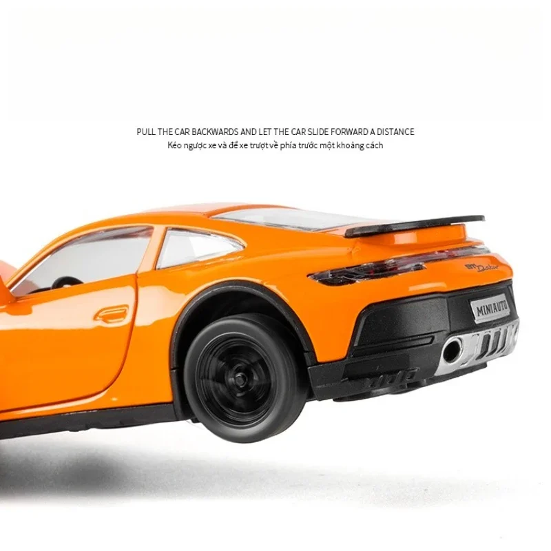 Voiture de sport Dakar 1:32 911, jouets en alliage moulé sous pression, modèle Miniature, son et lumière, véhicules à tirer, cadeaux pour garçons et adultes