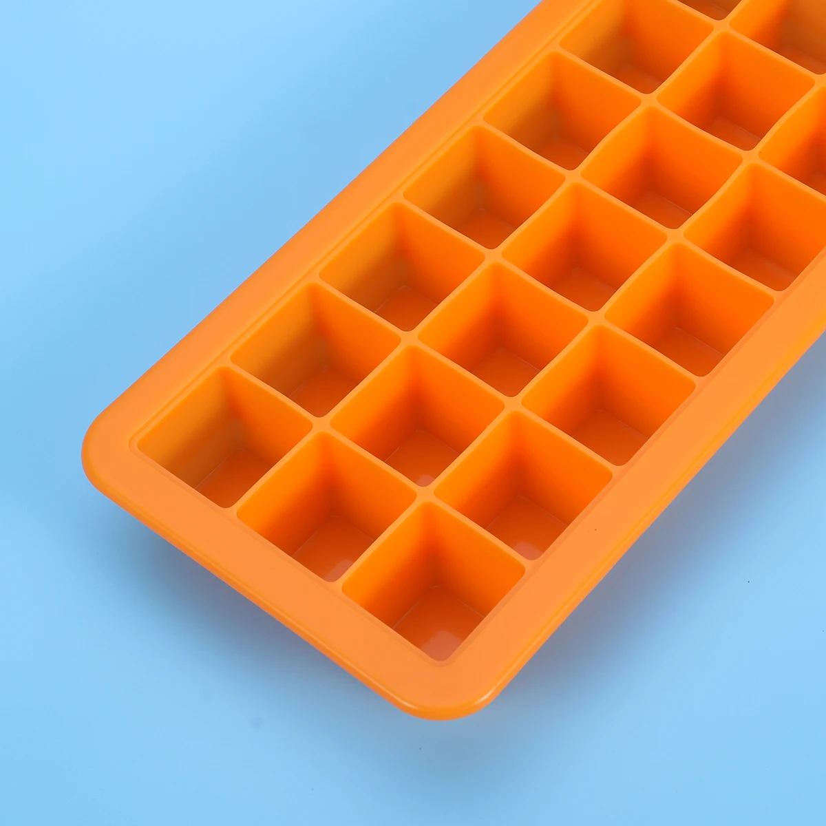 

Durable 21 Grids Silicone Ice Cube Tray With Lids High Temperature Resistant For Kitchen Bars Beverages Orange