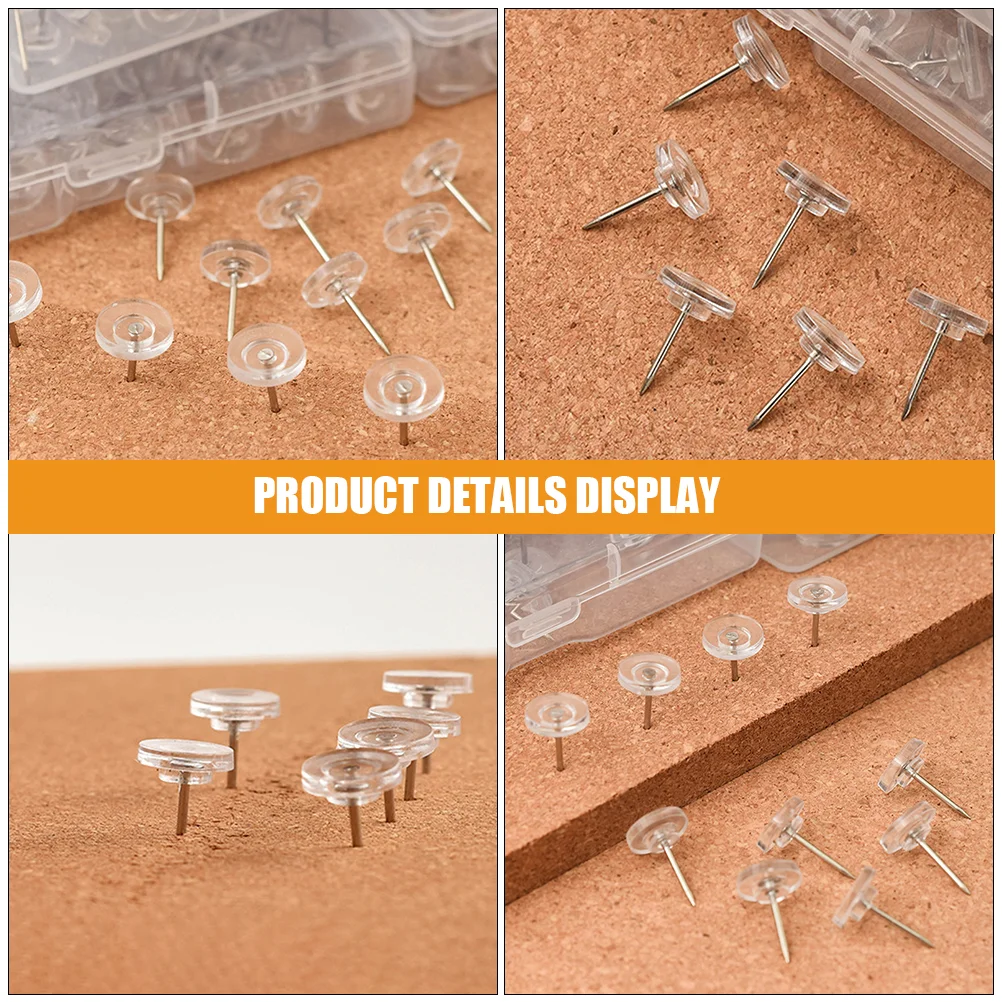 100 Pcs Lapel Pin Cork Board Thumbtacks Corkboard Pushpins for Clothing Office Clear